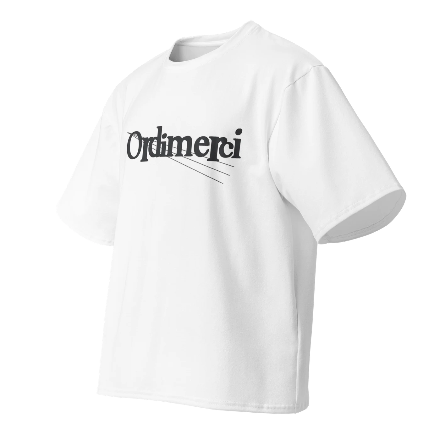 Ordimerci — White Oversized Tee — 3D front
