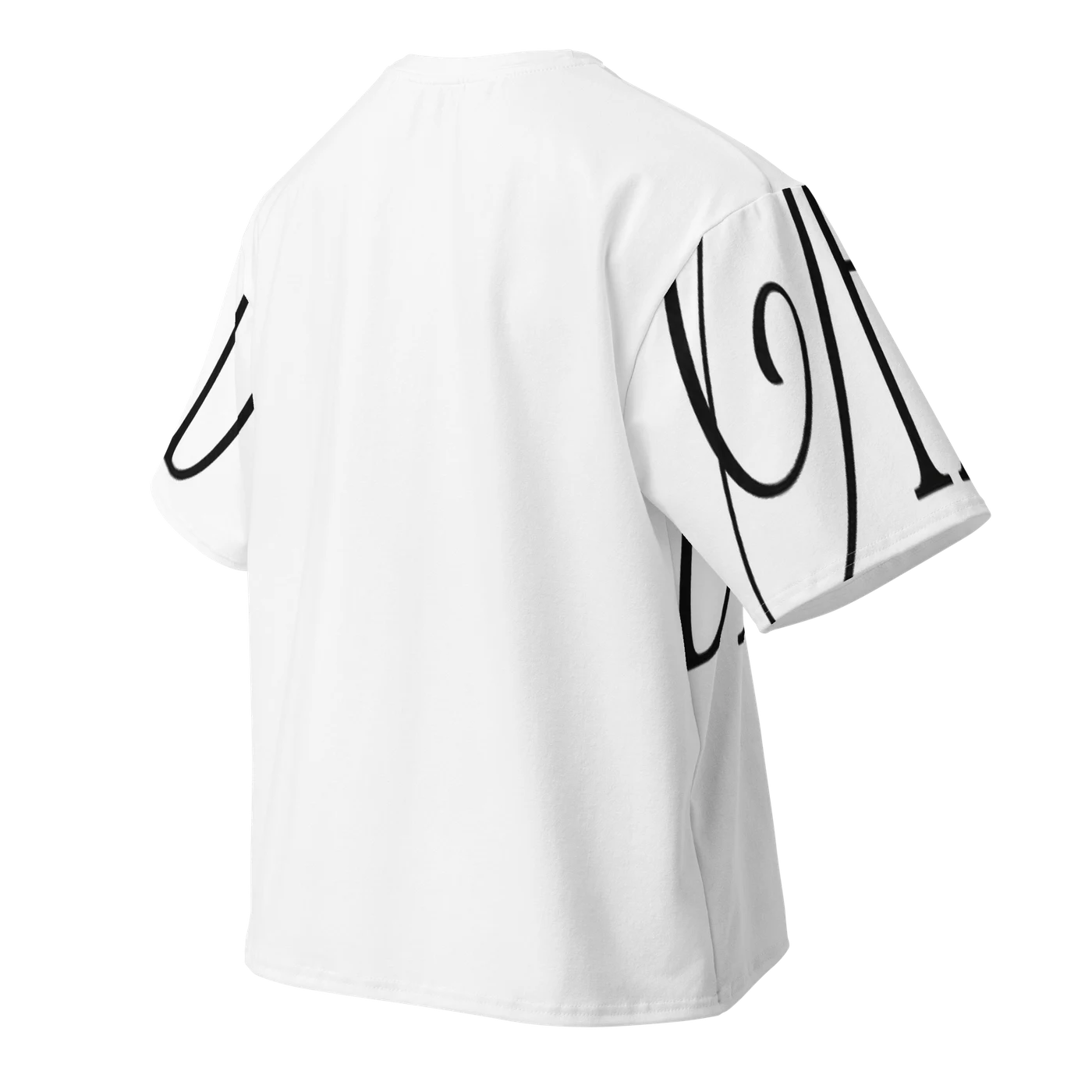 OrdiWorld Oversized Wordmark — White Oversized Tee — 3D back