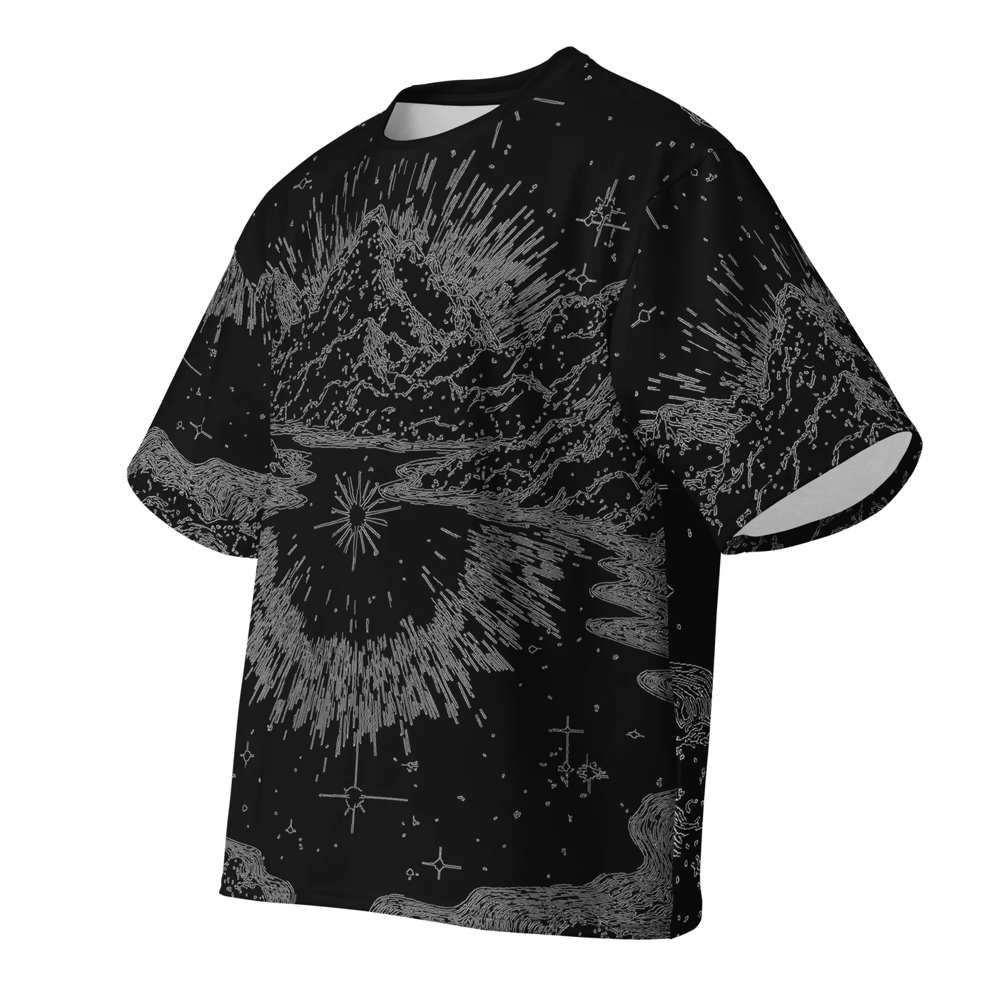 058 — Black Oversized Tee — 3D front