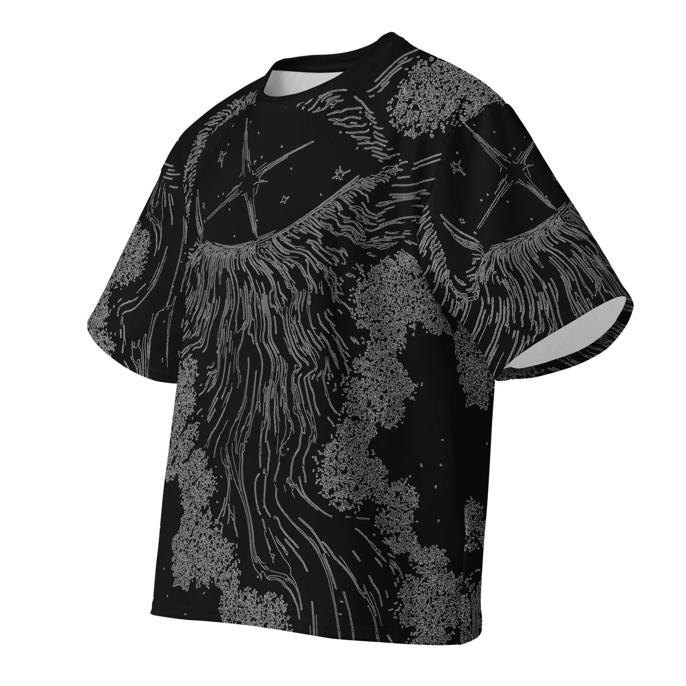 057 — Black Oversized Tee — 3D front