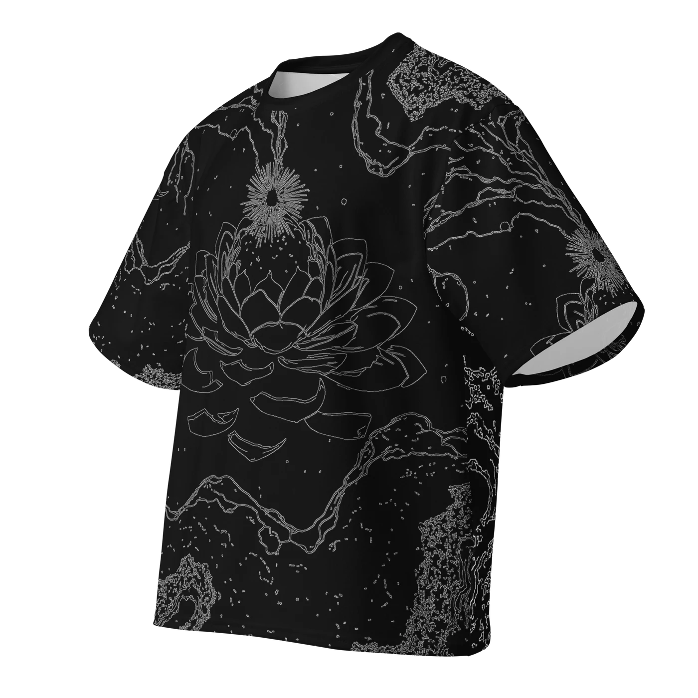 048 — Black Oversized Tee — 3D front