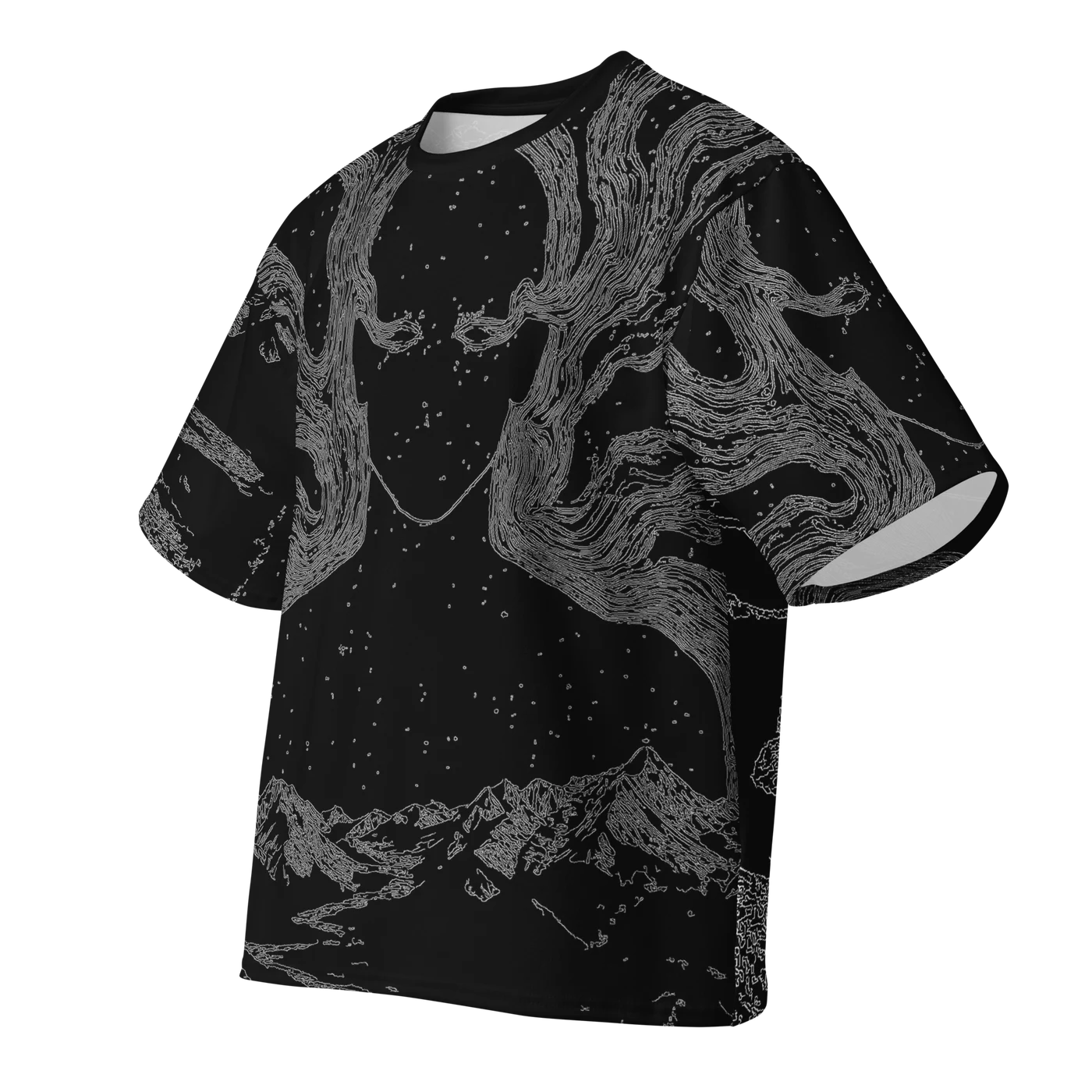 049 — Black Oversized Tee — 3D front