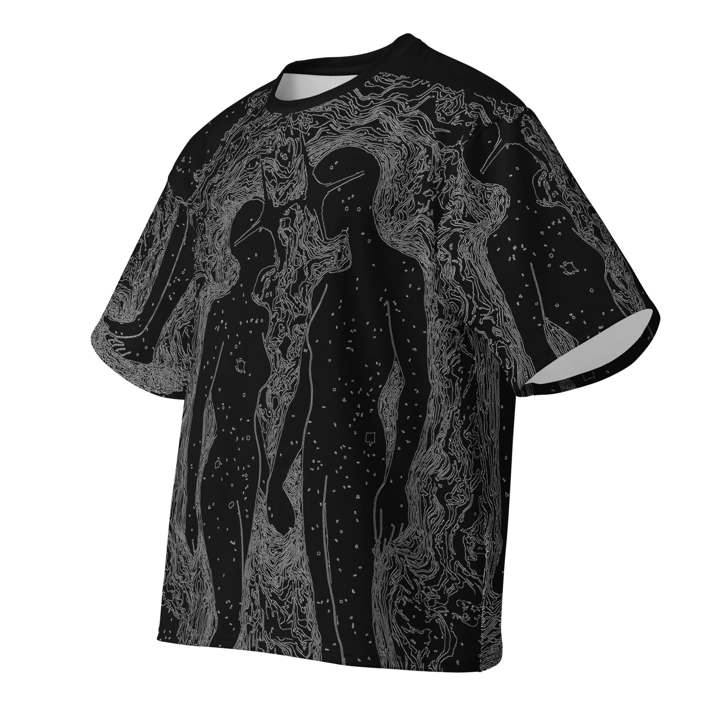 045 — Black Oversized Tee — 3D front