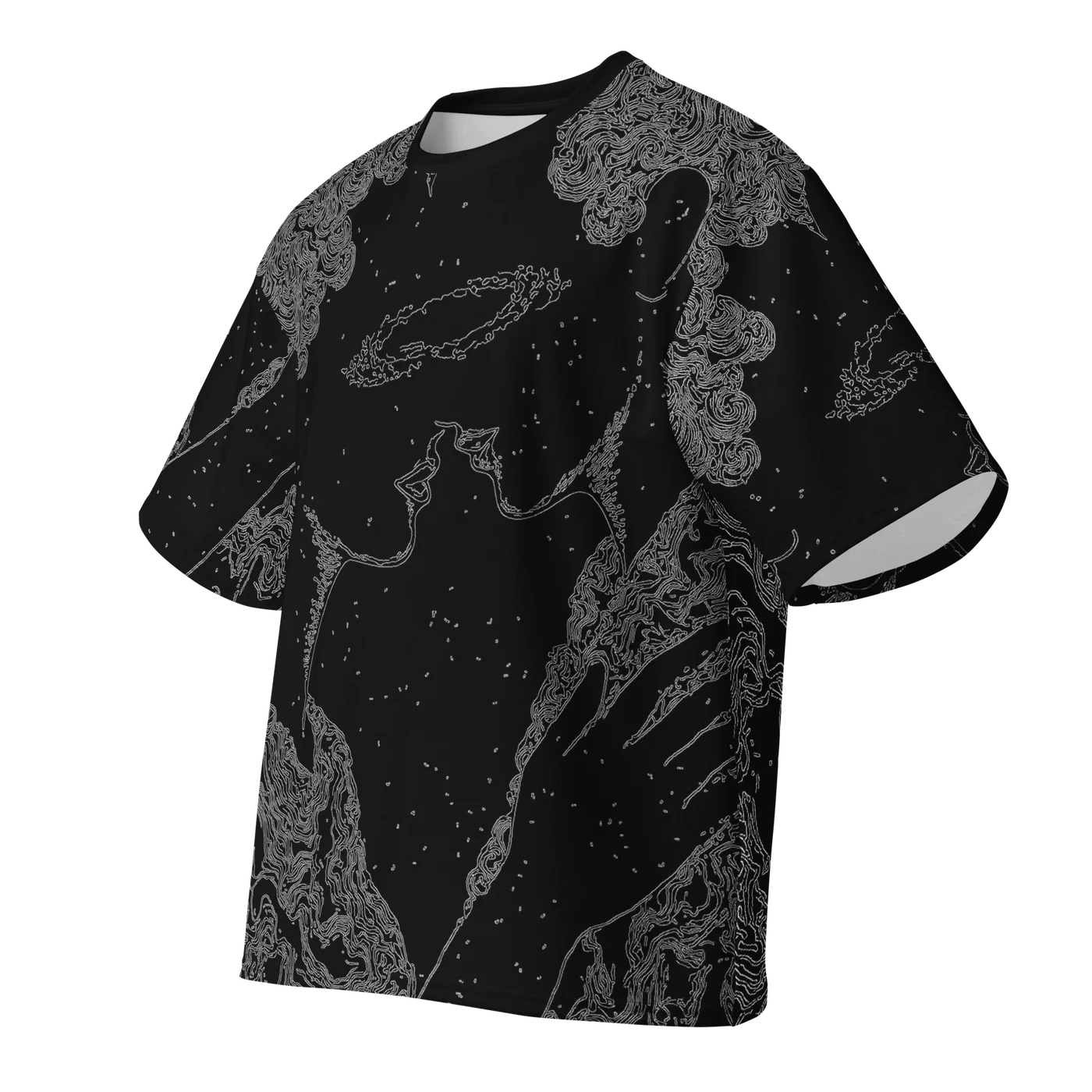 052 — Black Oversized Tee — 3D front