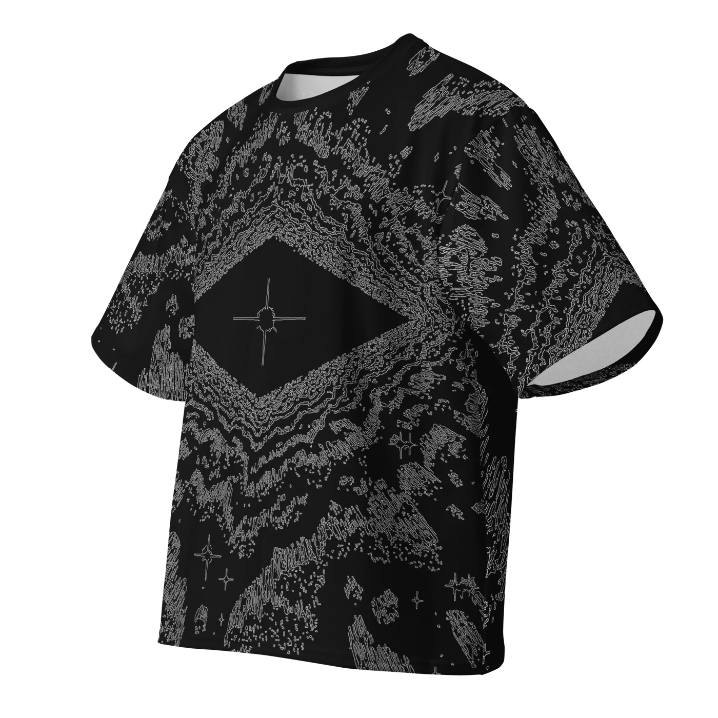 044 — Black Oversized Tee — 3D front