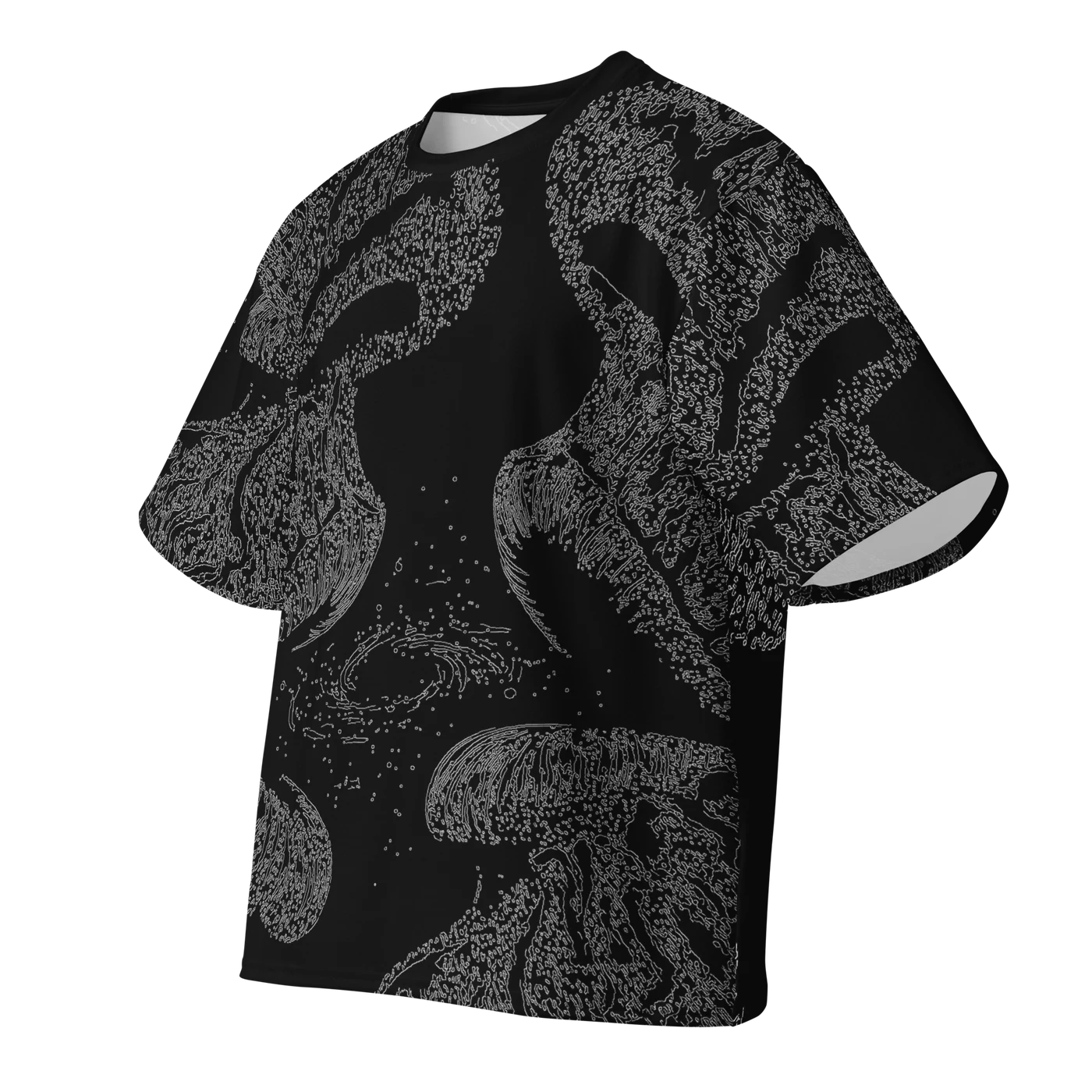 054 — Black Oversized Tee — 3D front