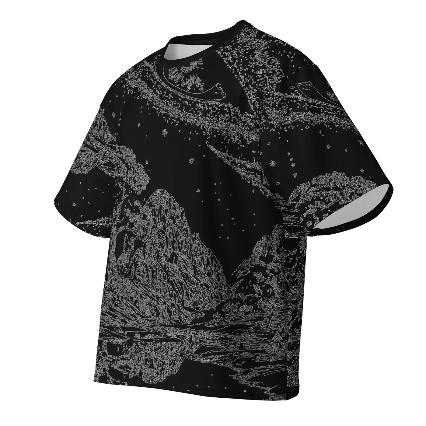 046 — Black Oversized Tee — 3D front