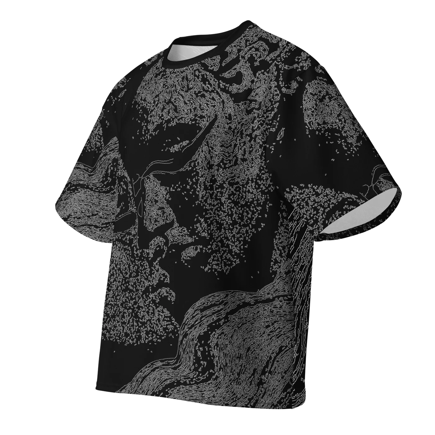 047 — Black Oversized Tee — 3D front