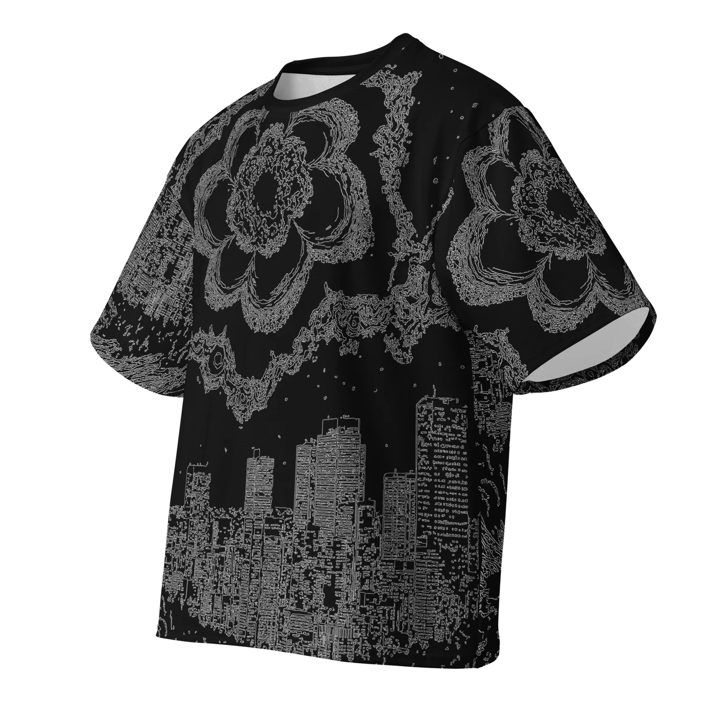 042 — Black Oversized Tee — 3D front