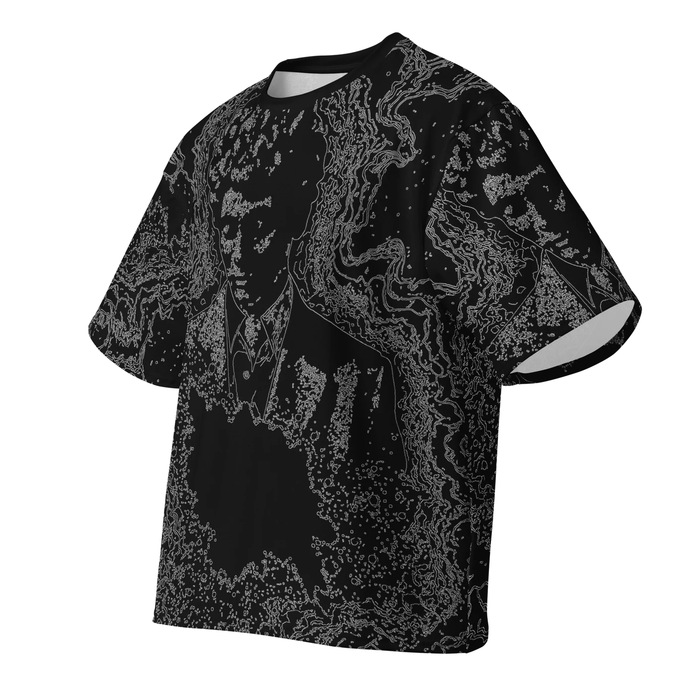 035 — Black Oversized Tee — 3D front