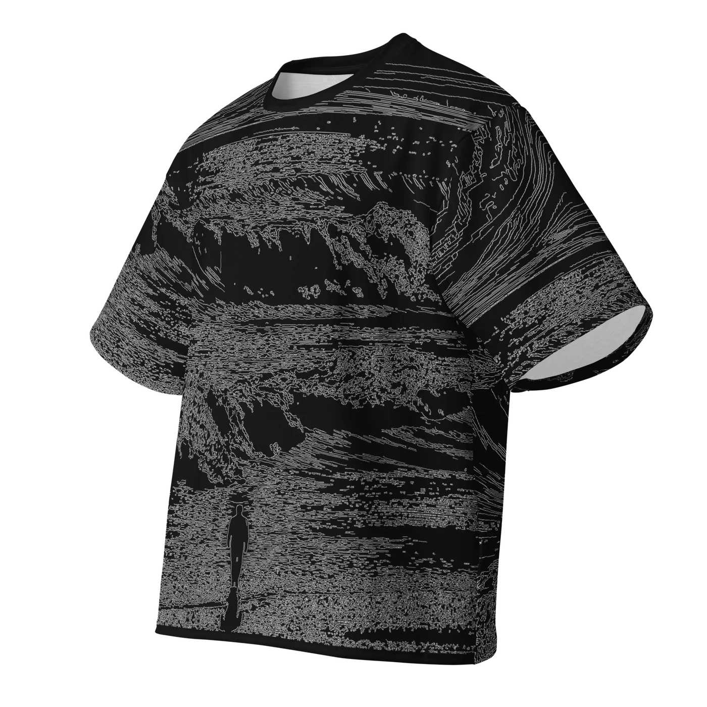 033 — Black Oversized Tee — 3D front