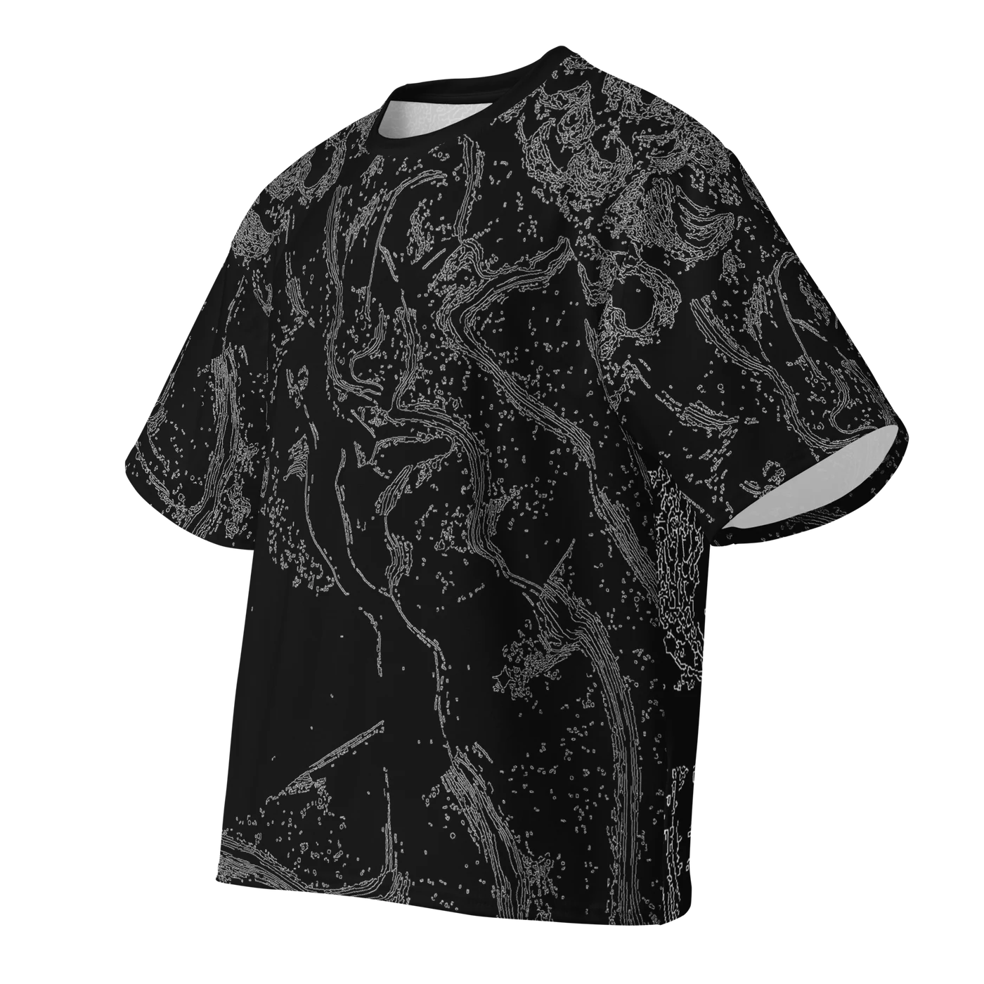 028 — Black Oversized Tee — 3D front
