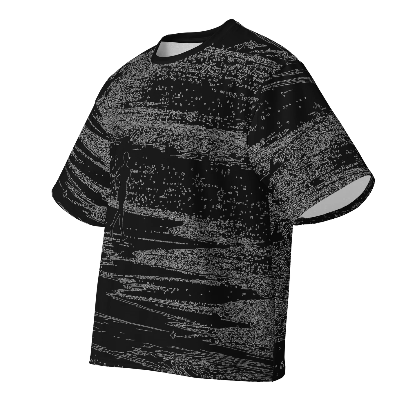 029 — Black Oversized Tee — 3D front