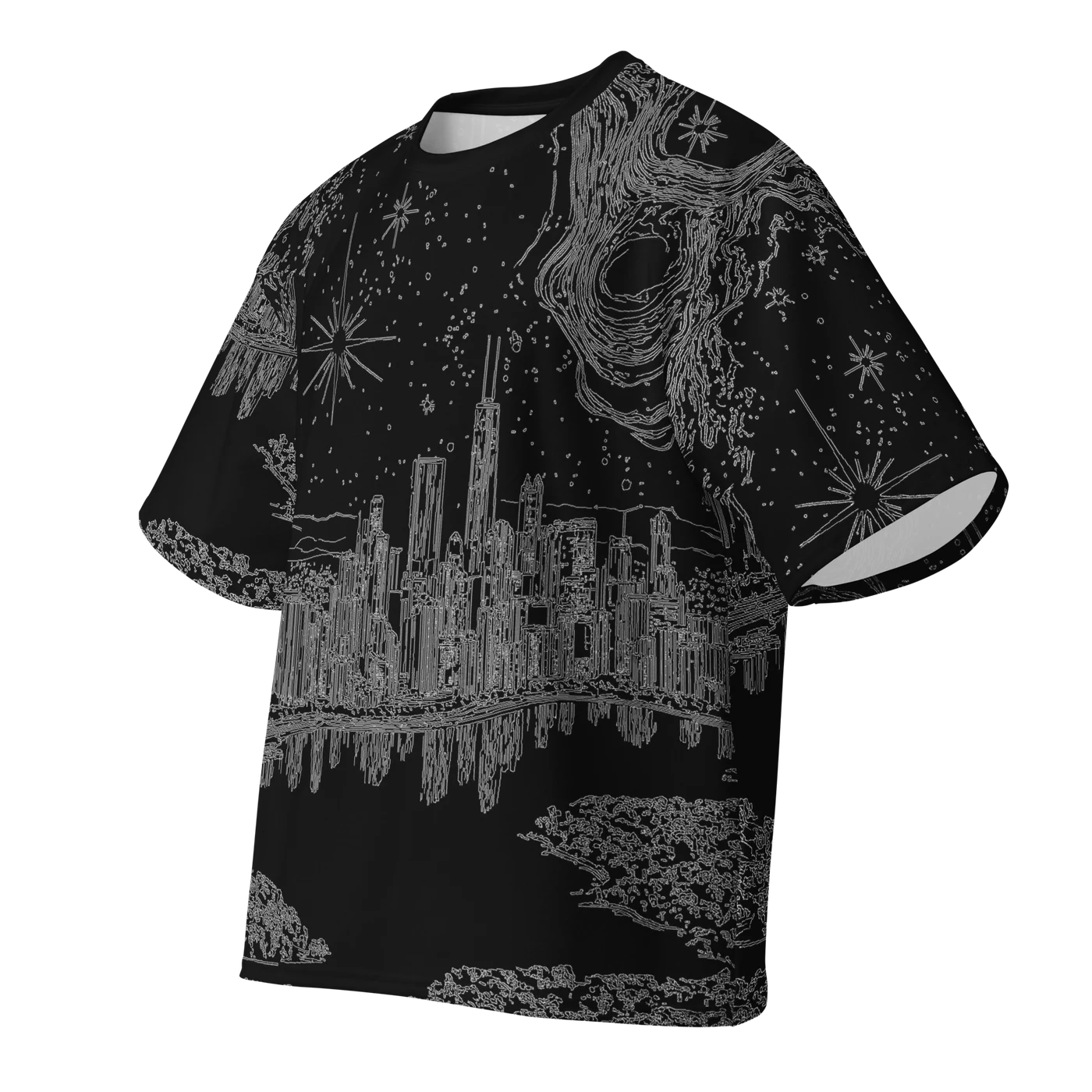 036 — Black Oversized Tee — 3D front