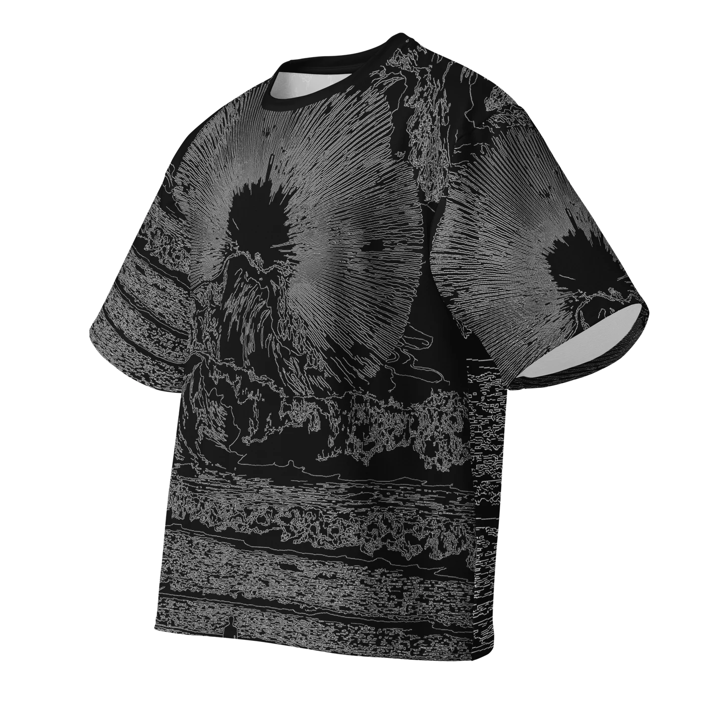027 — Black Oversized Tee — 3D front
