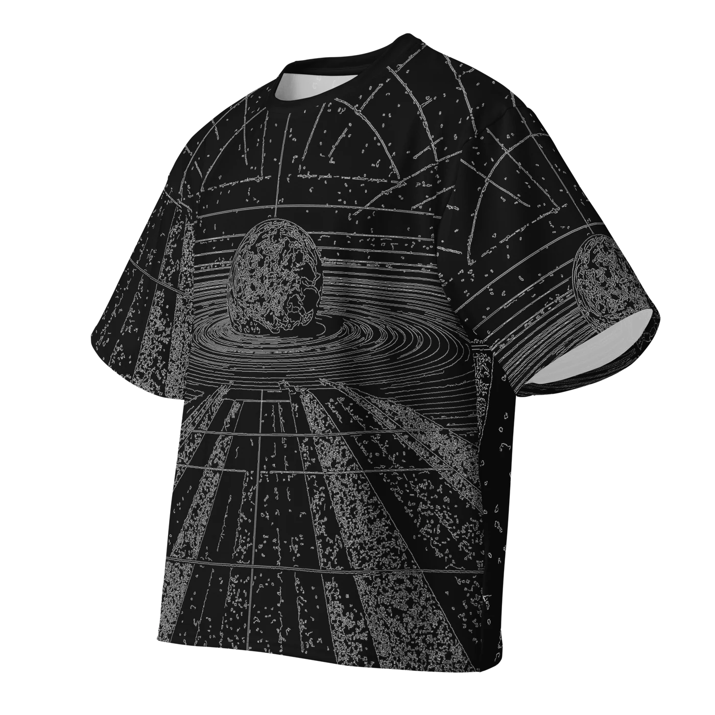 017 — Black Oversized Tee — 3D front