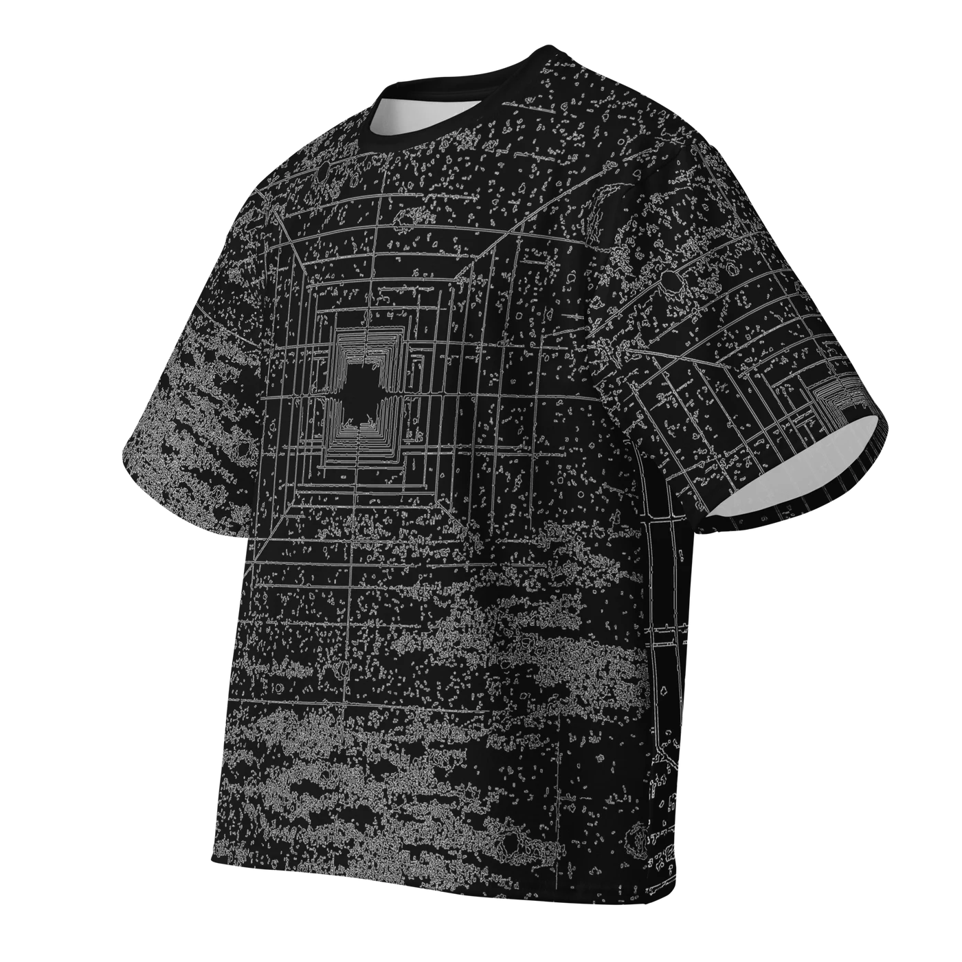 015 — Black Oversized Tee — 3D front