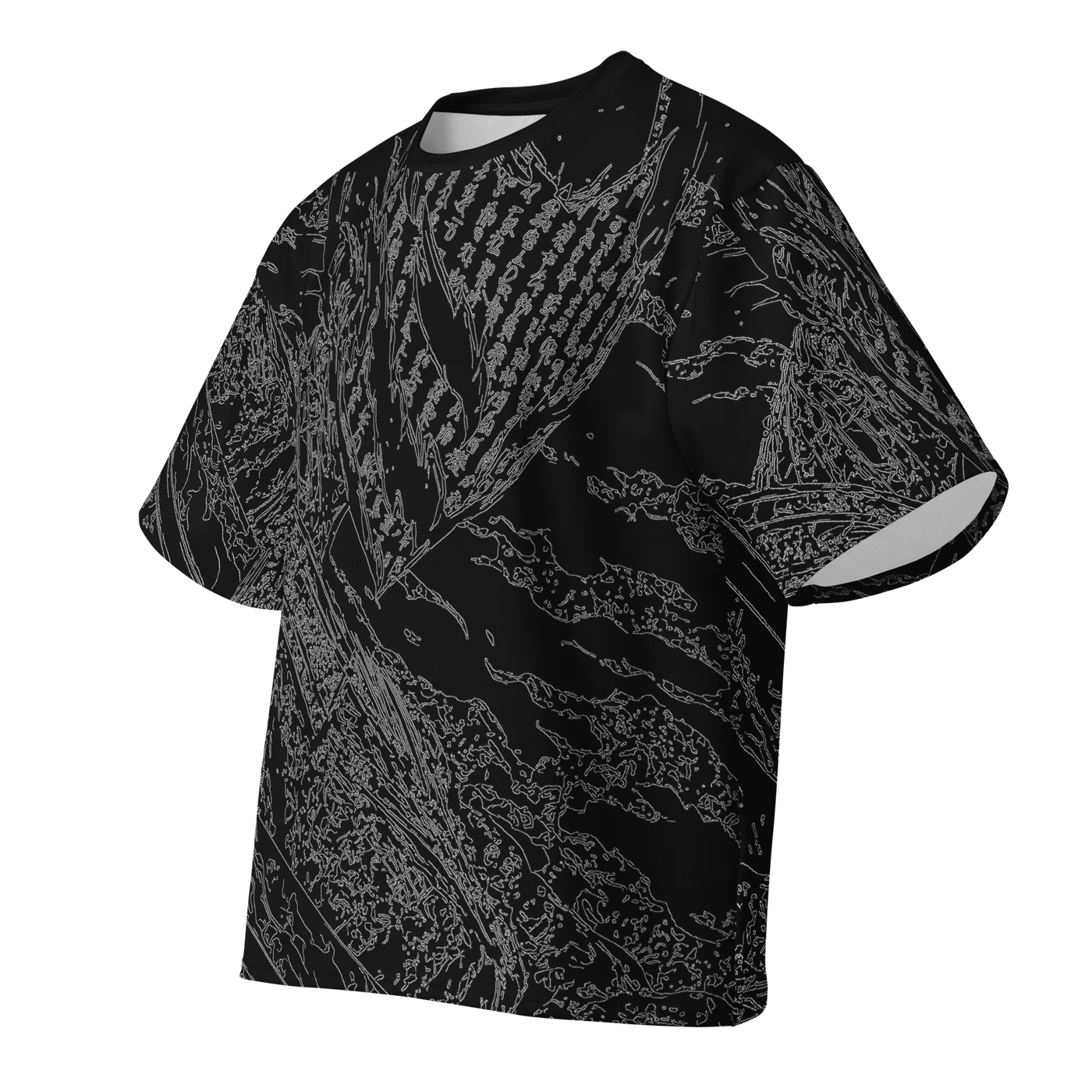013 — Black Oversized Tee — 3D front