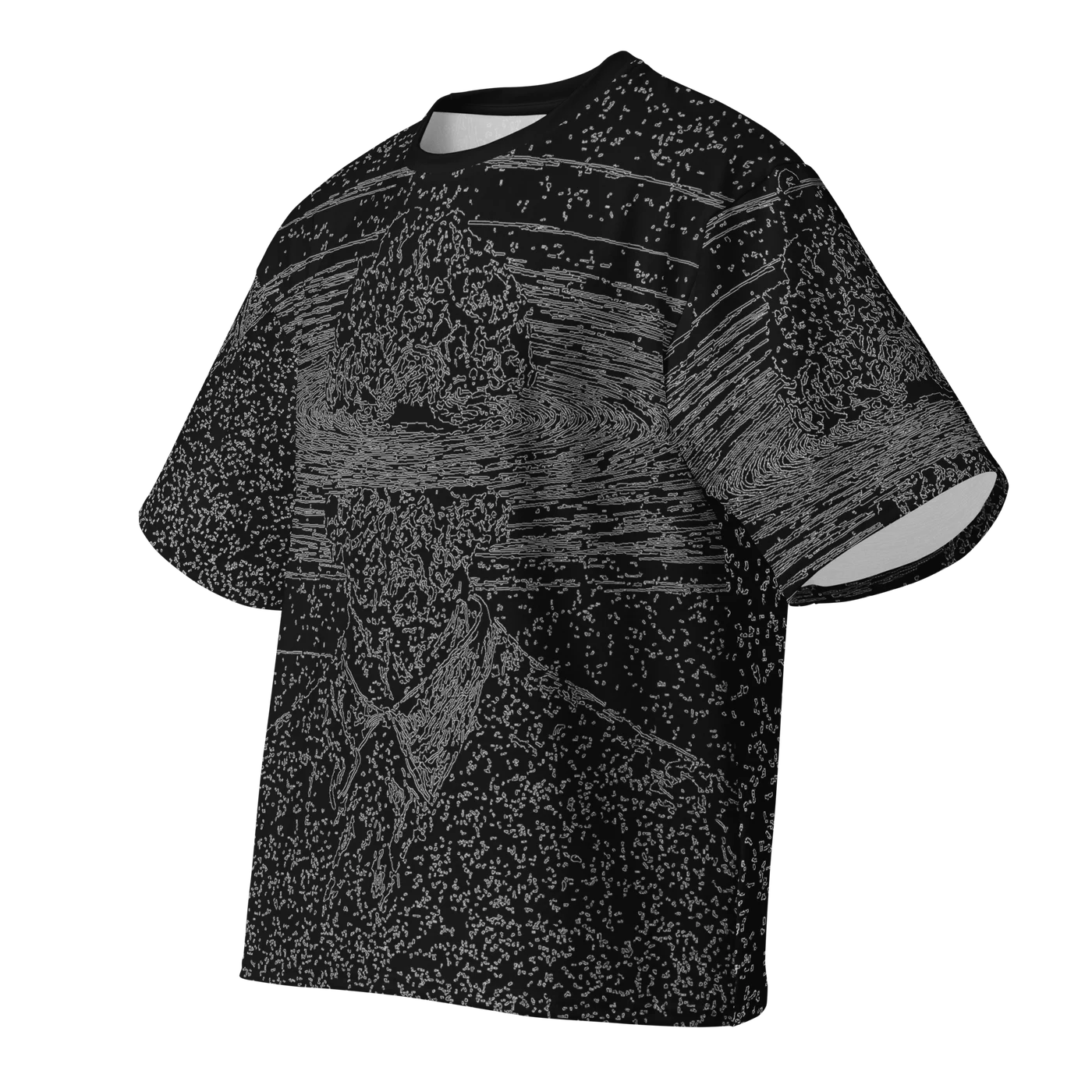 014 — Black Oversized Tee — 3D front