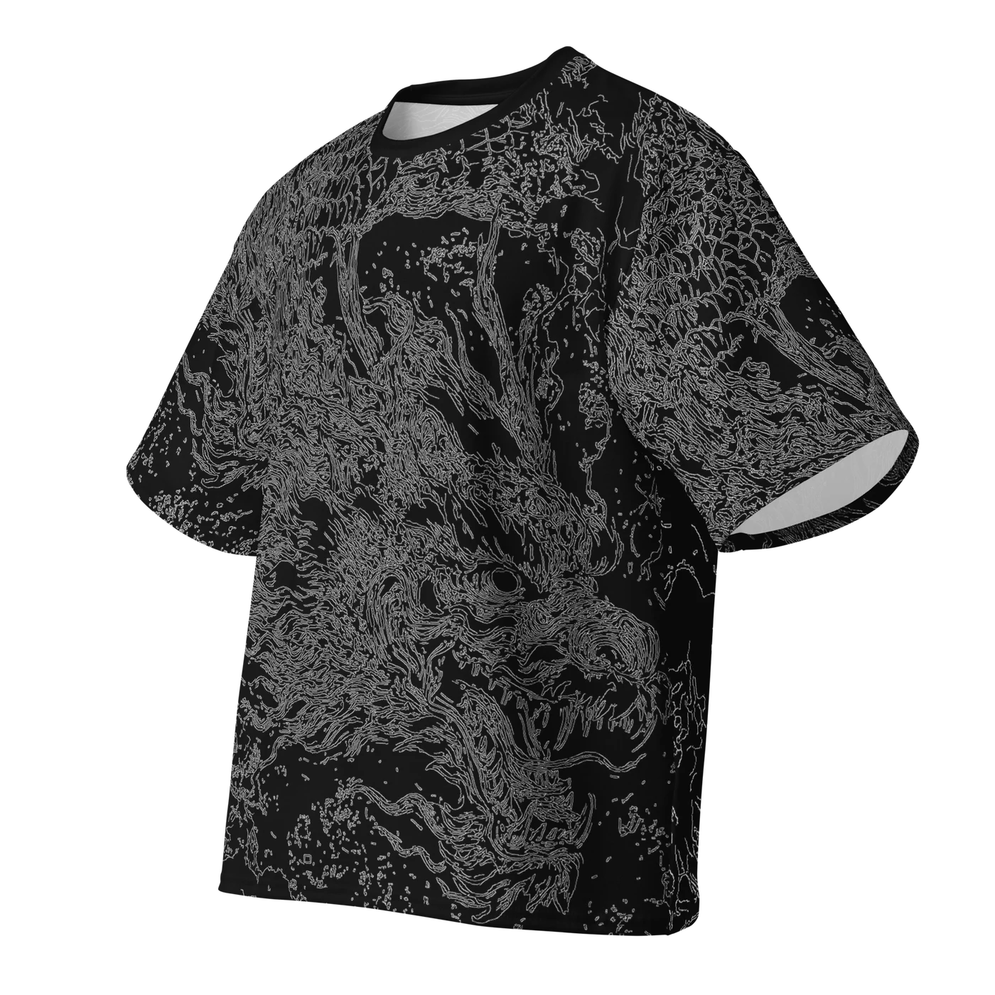 012 — Black Oversized Tee — 3D front