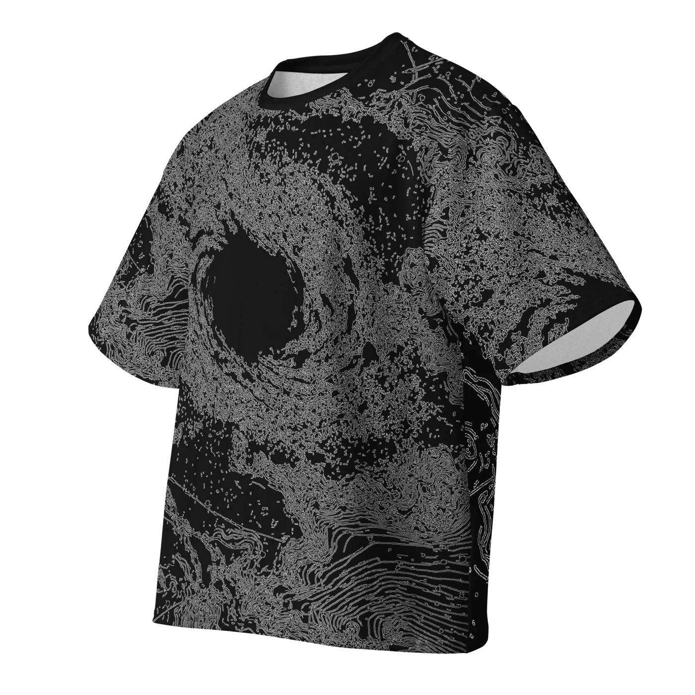 019 — Black Oversized Tee — 3D front