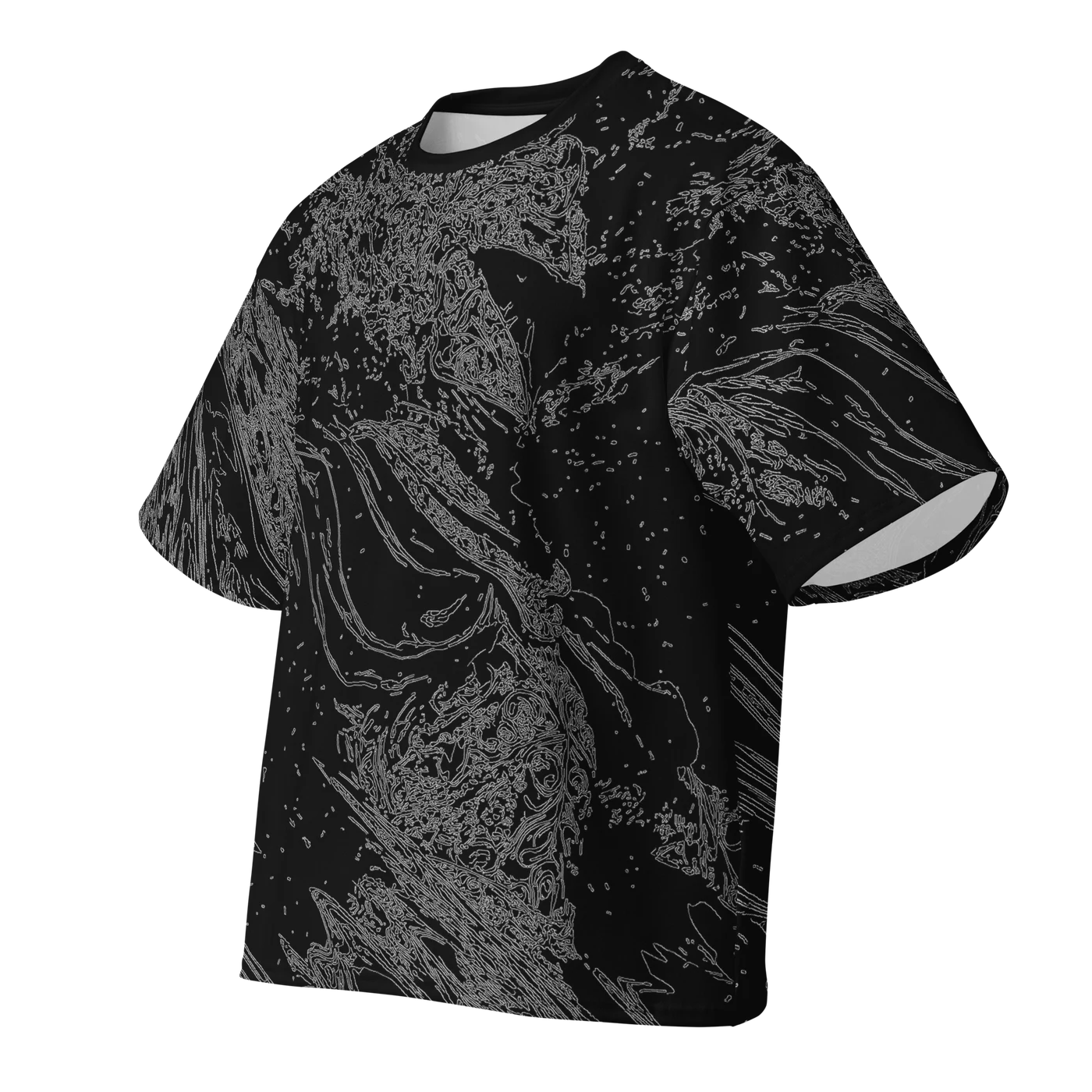 002 — Black Oversized Tee — 3D front