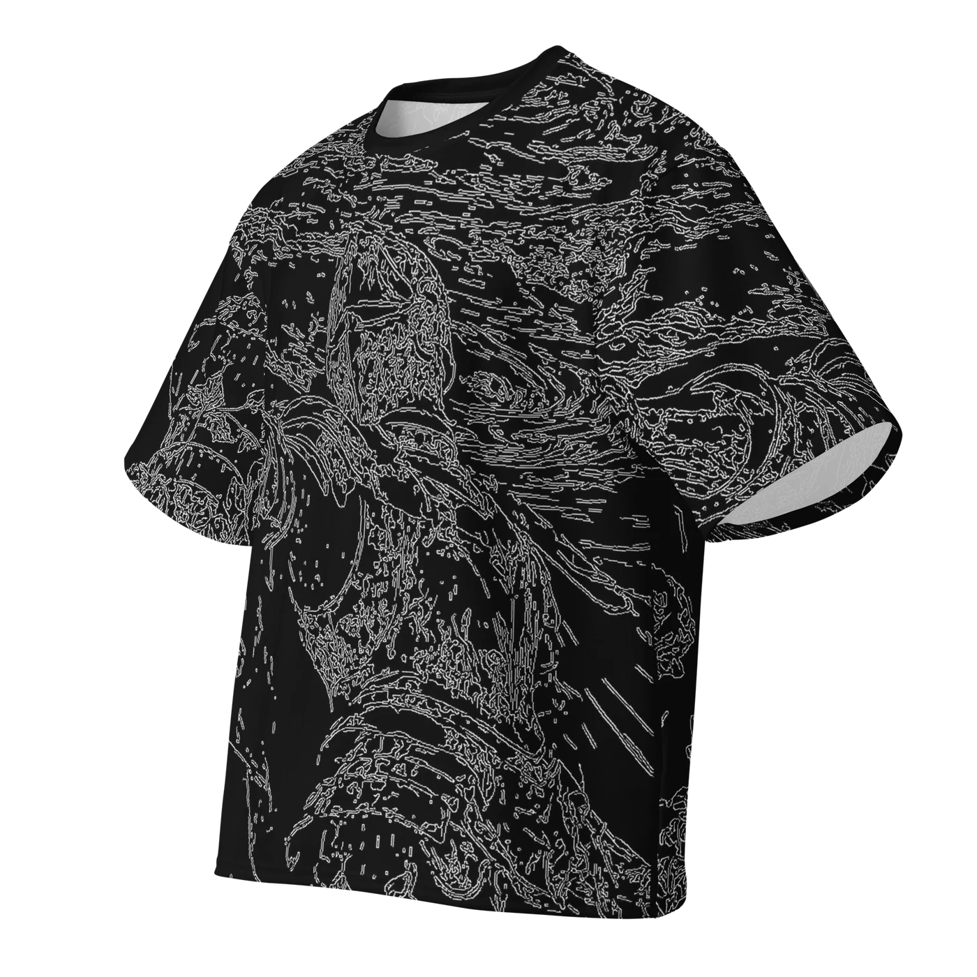 004 — Black Oversized Tee — 3D front