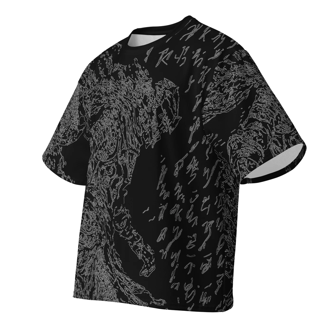003 — Black Oversized Tee — 3D front