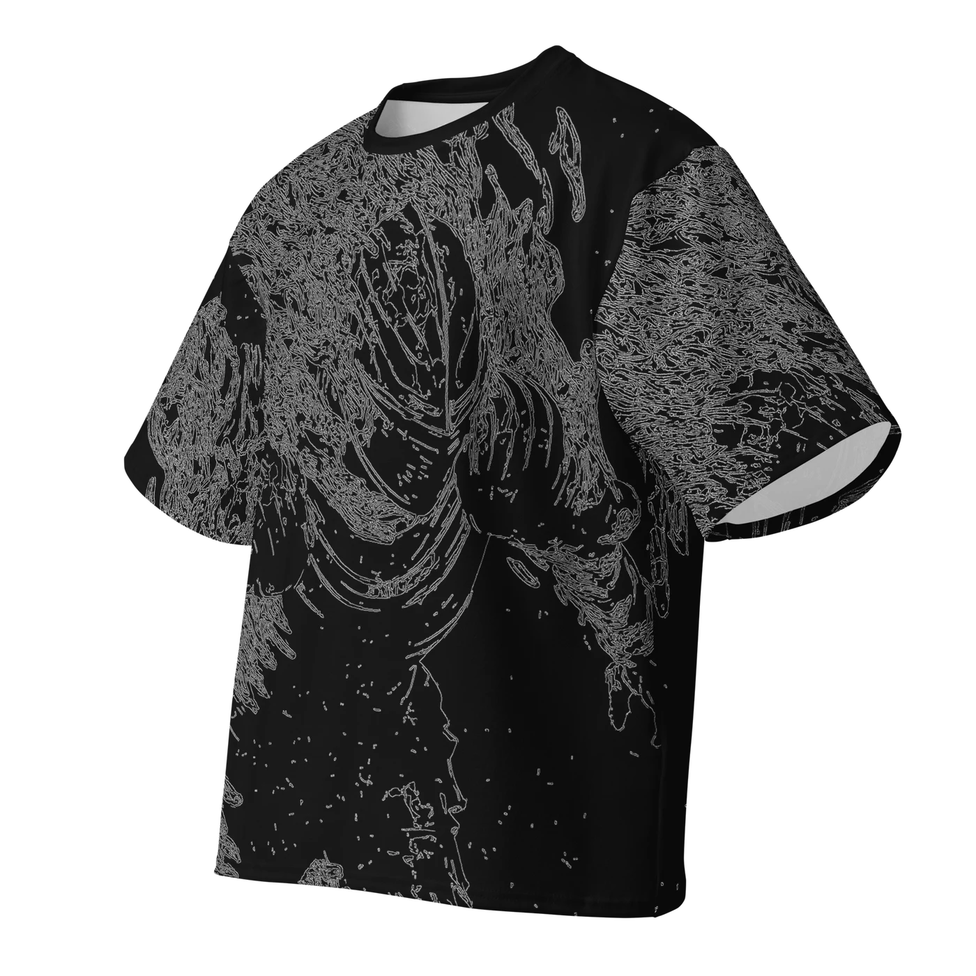 005 — Black Oversized Tee — 3D front