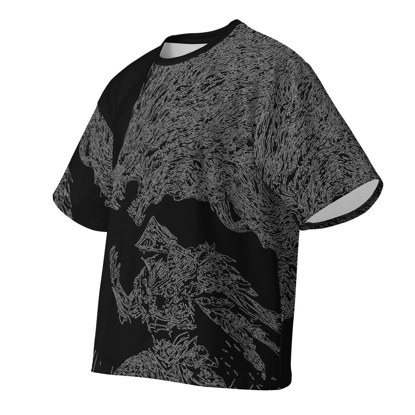 001 — Black Oversized Tee — 3D front