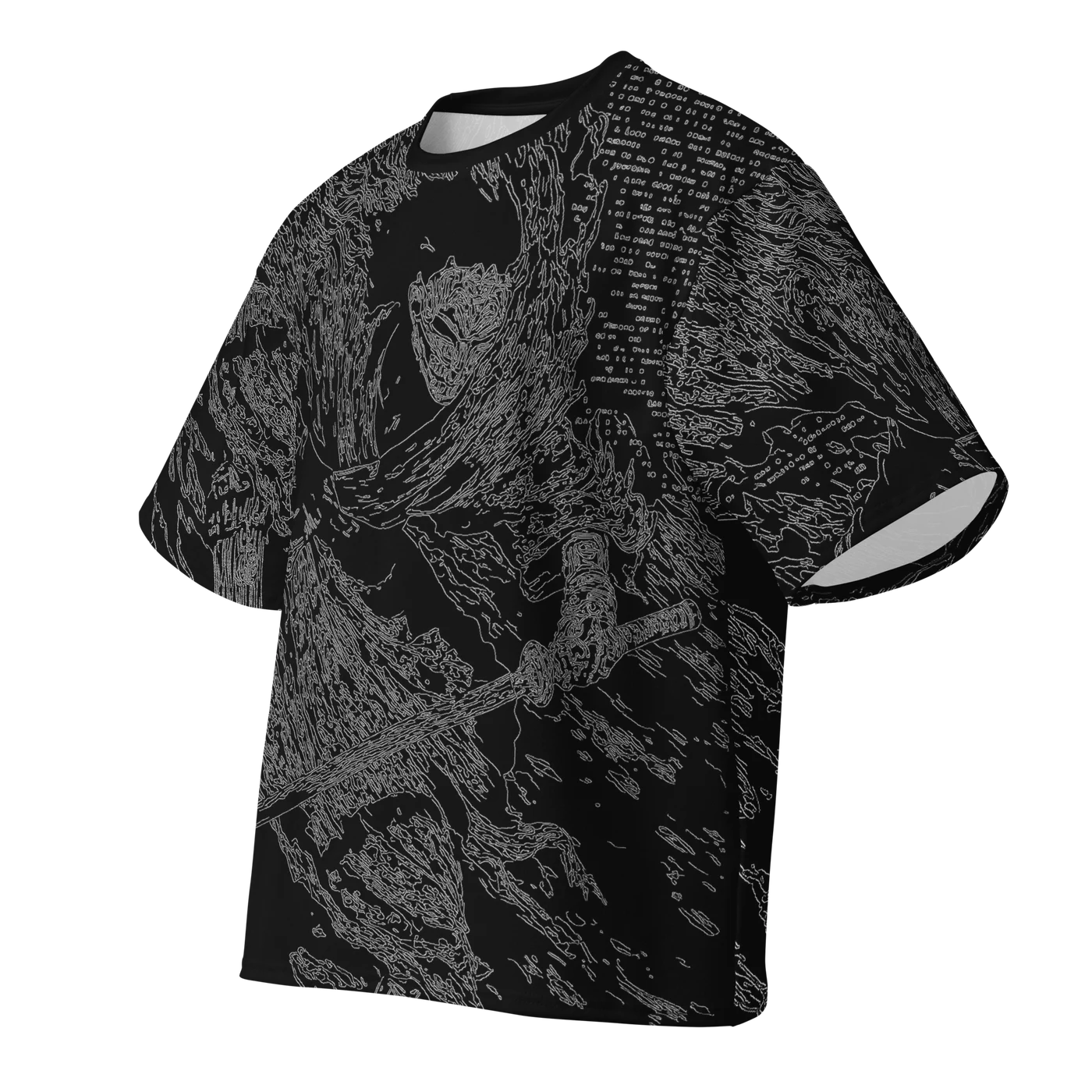 007 — Black Oversized Tee — 3D front