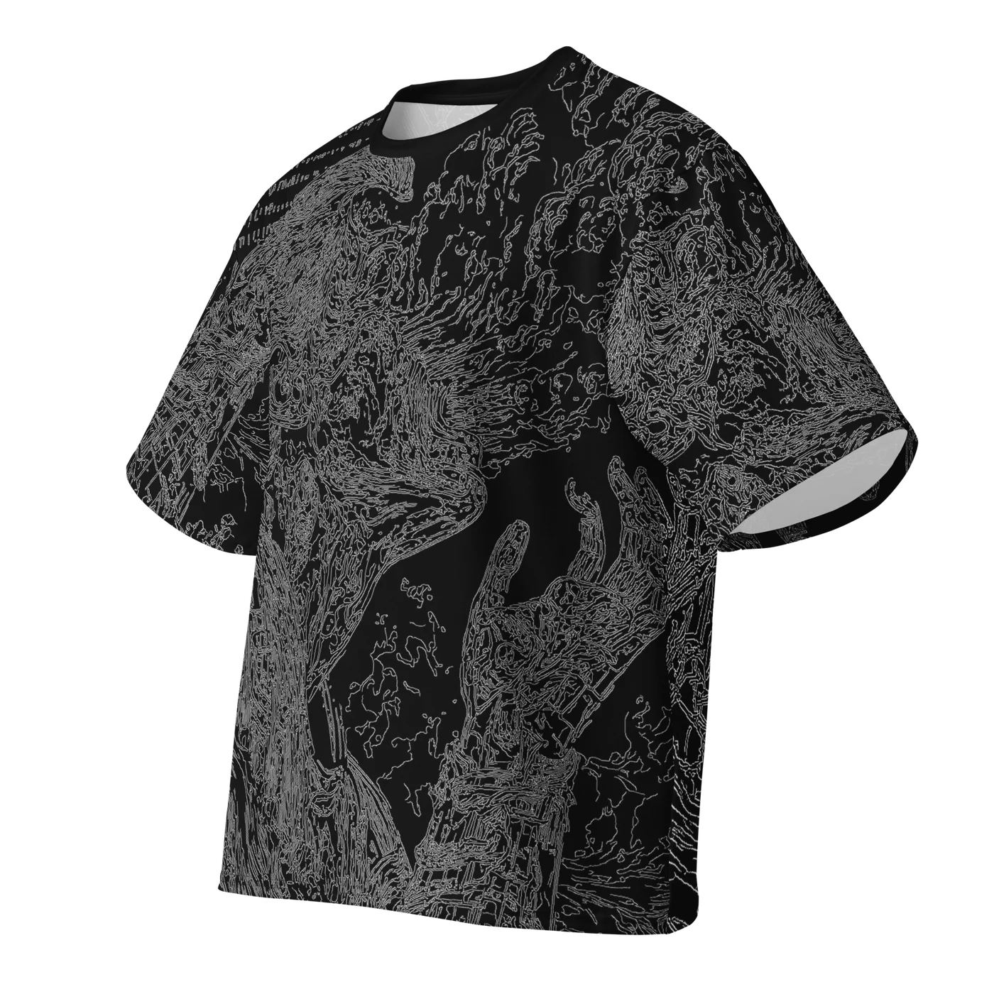 006 — Black Oversized Tee — 3D front