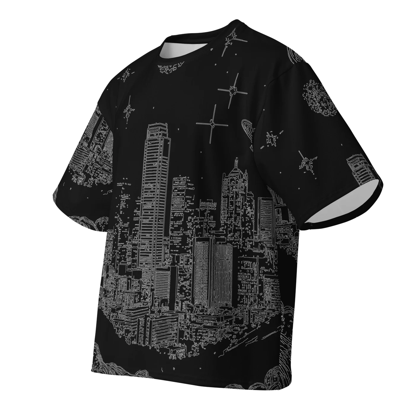 040 — Black Oversized Tee — 3D front
