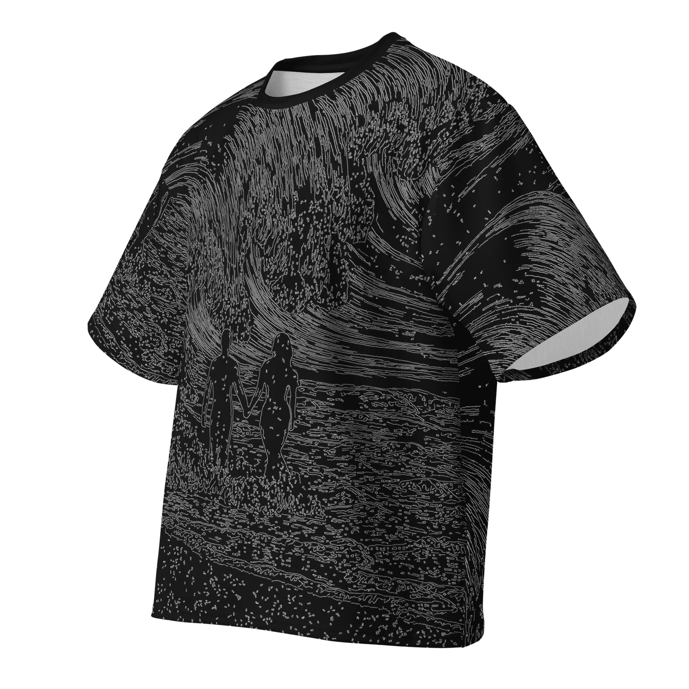 025 — Black Oversized Tee — 3D front