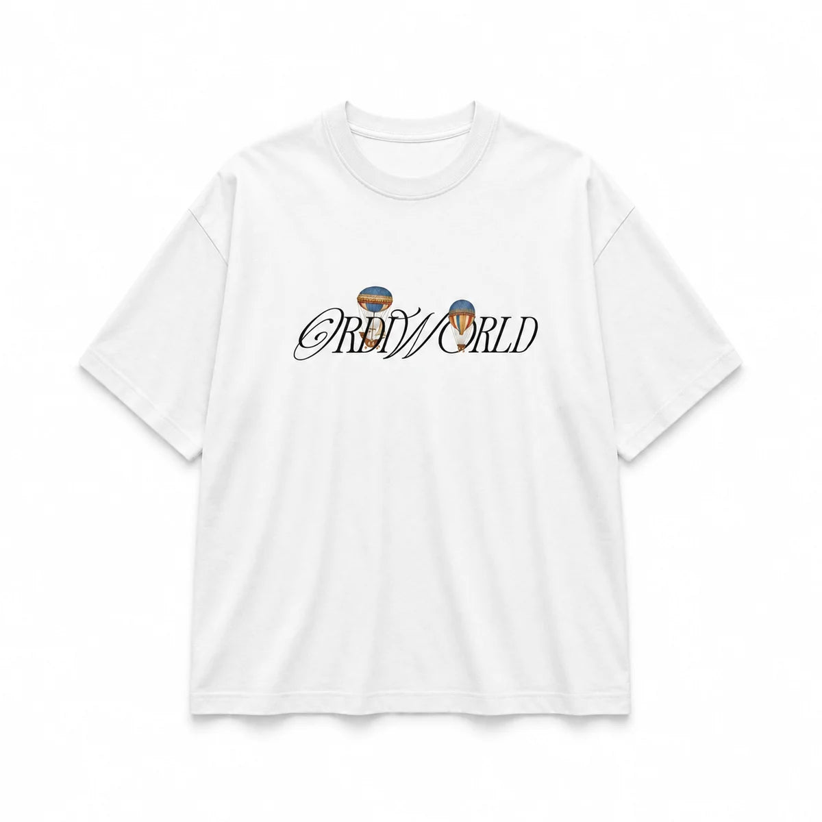 OrdiWorld Balloons — White Oversized Tee — Basic shirt