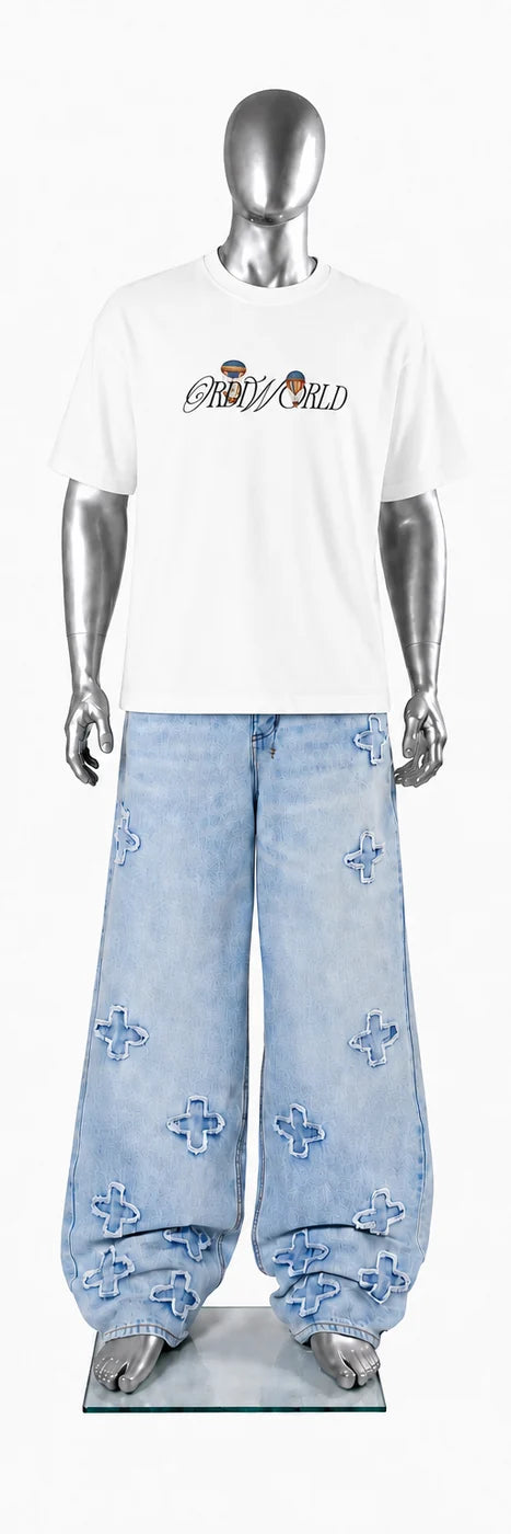 OrdiWorld Balloons — White Oversized Tee — Mannequin front