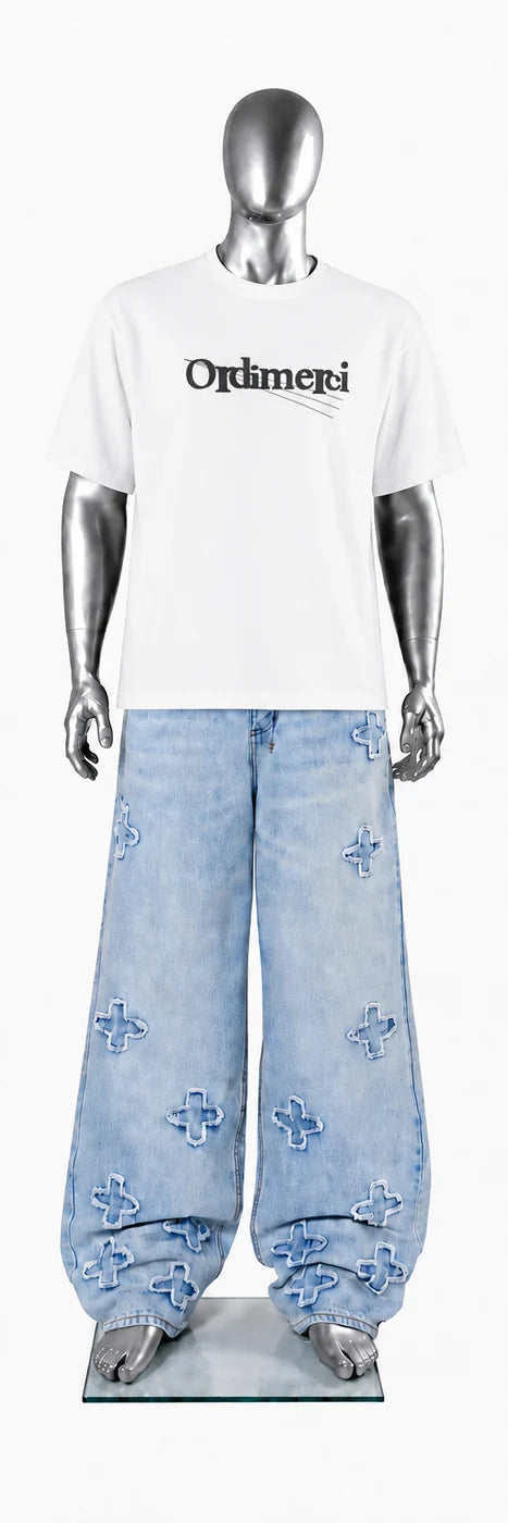 Ordimerci — White Oversized Tee — Mannequin front