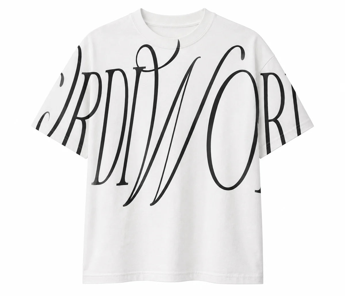 OrdiWorld Oversized Wordmark — White Oversized Tee — Basic shirt