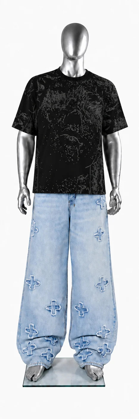059 — Black Oversized Tee — Mannequin front
