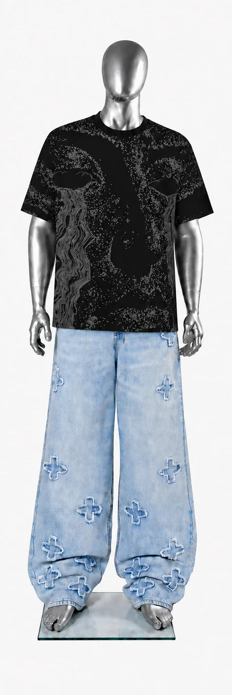 061 — Black Oversized Tee — Mannequin front