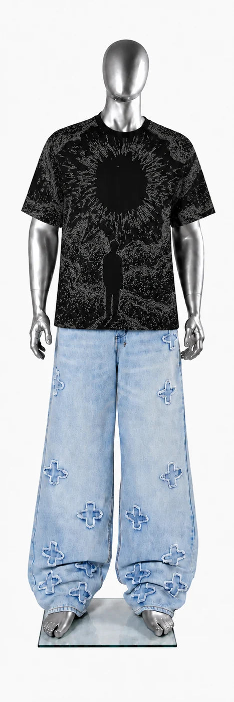 062 — Black Oversized Tee — Mannequin front