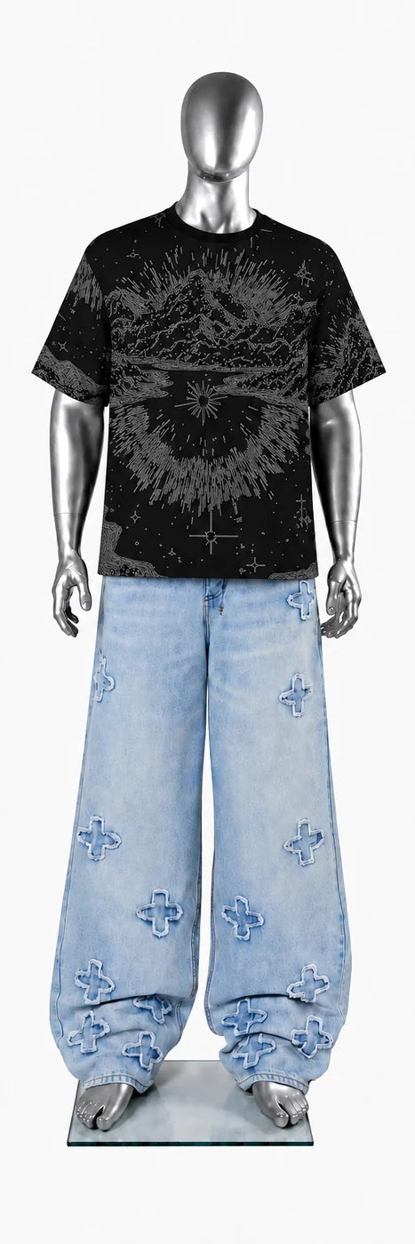 058 — Black Oversized Tee — Mannequin front