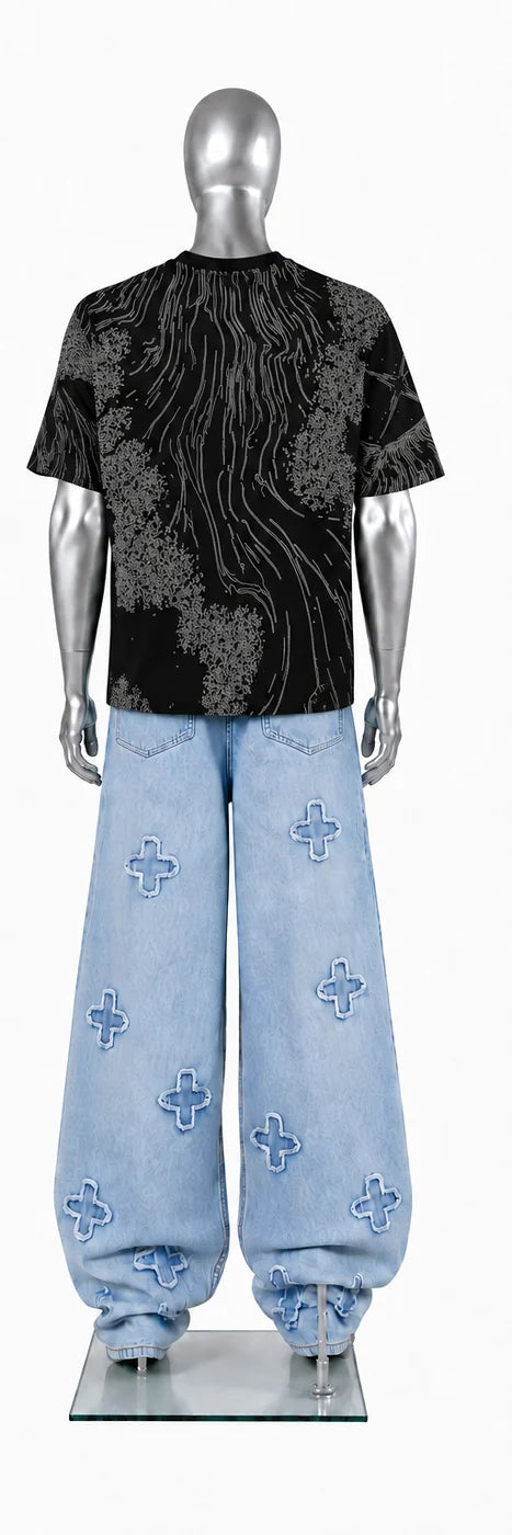 057 — Black Oversized Tee — Mannequin back