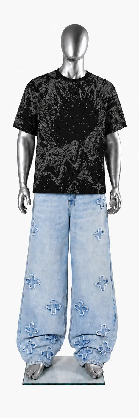 060 — Black Oversized Tee — Mannequin front