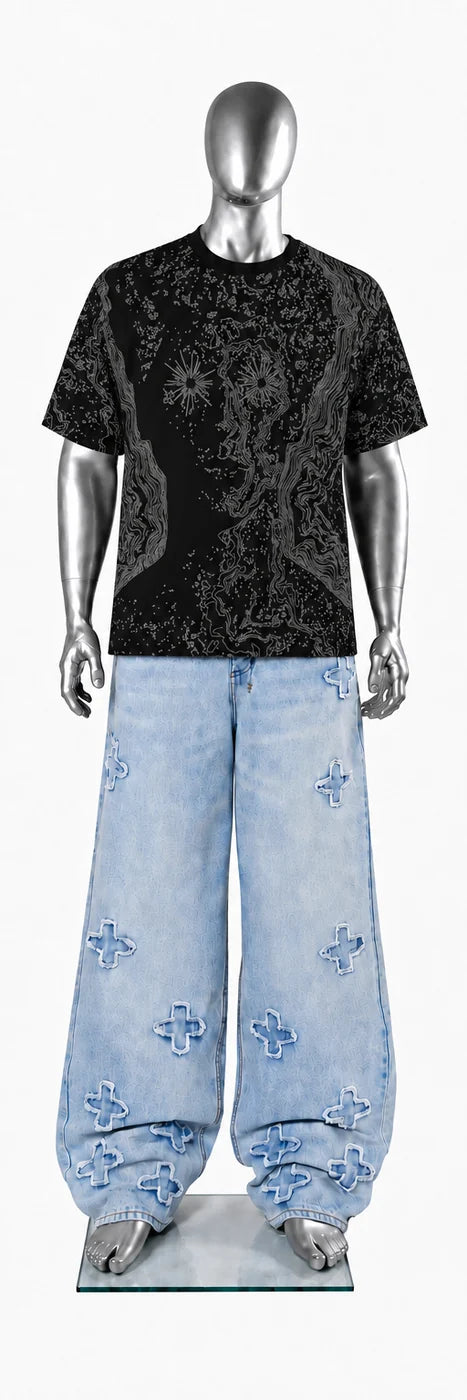 055 — Black Oversized Tee — Mannequin front