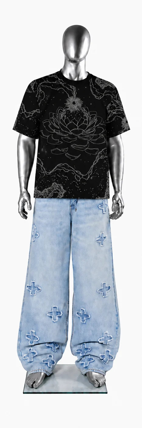 048 — Black Oversized Tee — Mannequin front
