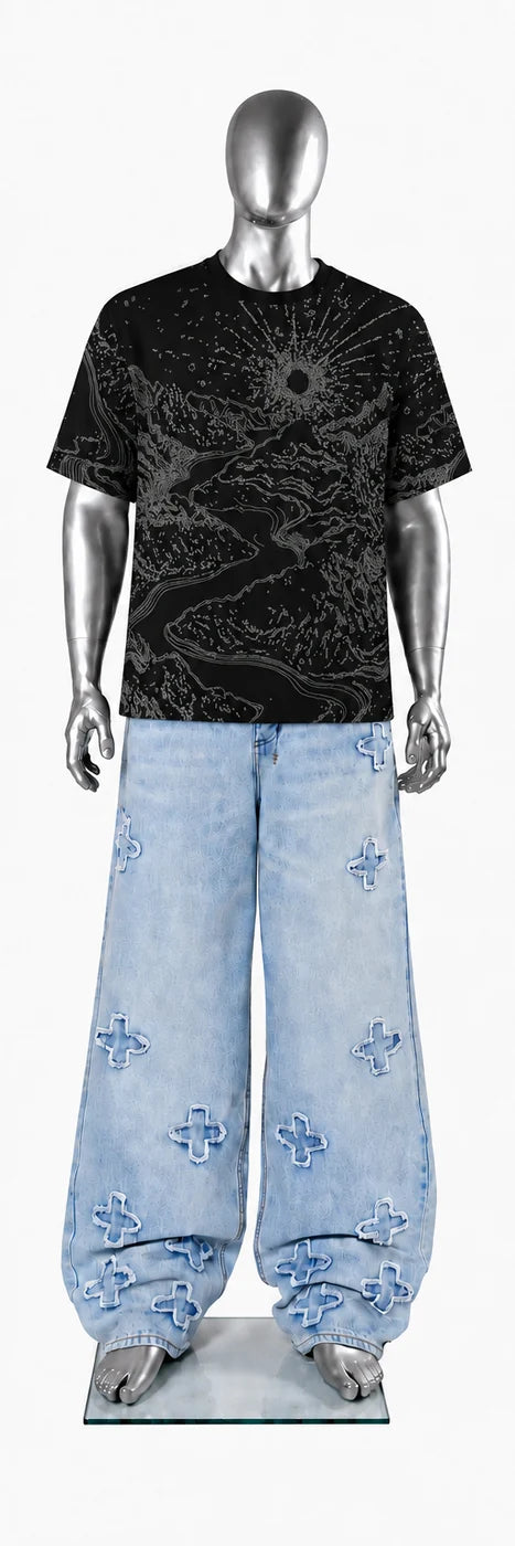 051 — Black Oversized Tee — Mannequin front