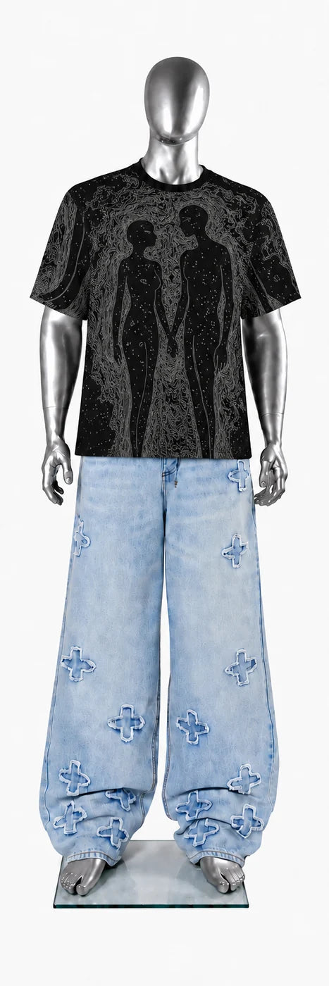 045 — Black Oversized Tee — Mannequin front