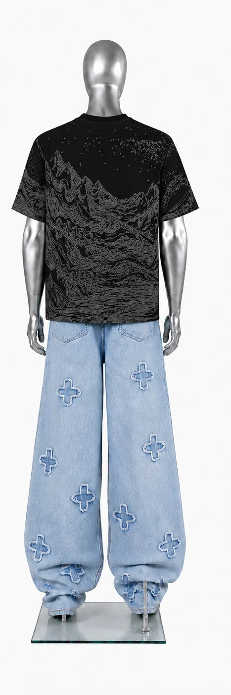 050 — Black Oversized Tee — Mannequin back