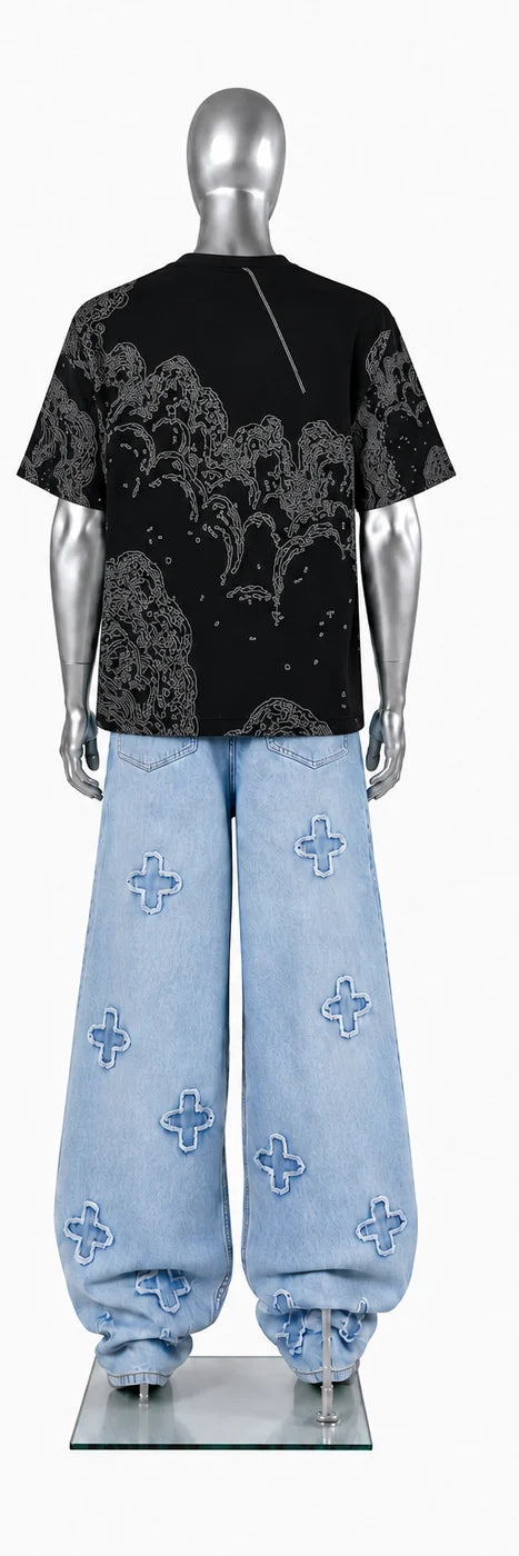 053 — Black Oversized Tee — Mannequin back